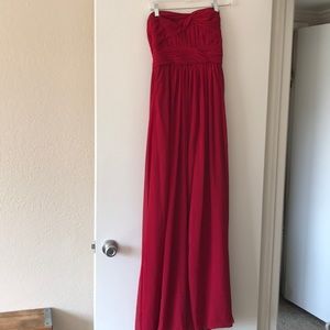 Monique Lhuillier maroon bridesmaid dress